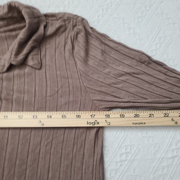 Bobi Los Angelos rib knit button up shirt size small Brown business casual - Picture 6 of 9